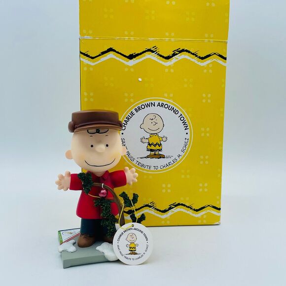 NEW Peanuts Charlie Brown Around Town Christmas Tree Figure 8429 Westland Gift - Picture 2 of 11